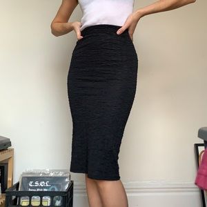Black crinkle stretch pencil skirt UO